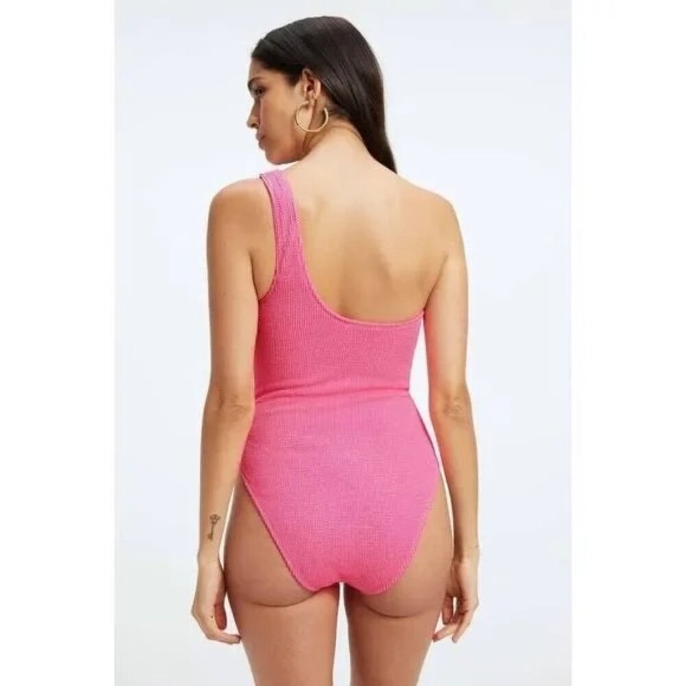 Good American Always Fits Hot Shoulder One Piece Swimsuit Pink 1/2 S/M - Picture 2 of 6